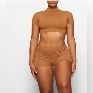 Skims Cover Up Fold Over Short - Almond | Size 3x STYLE: CU-SHO-2853
